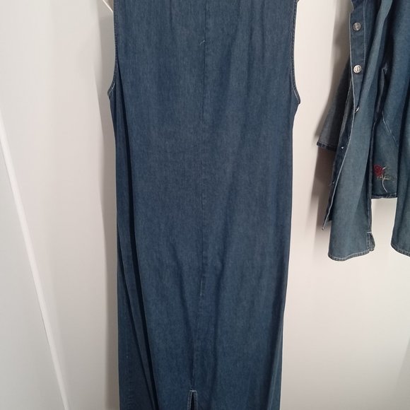 2 piece suit 100 % cotton dress and jacket , embroidered roses - Picture 3 of 5